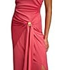 Color:Rose Quartz - Image 3 - Mock Neckline Sleeveless Faux Wrap Midi Dress