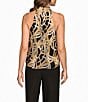 Donna Karan Novelty Burnout Halter Neck Sleeveless Top, Color:Black/Fawn Multi - Image 2