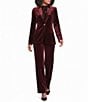 Donna Karan One Button Notch Collar Long Sleeve Velvet Jacket - Image 3