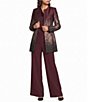 Donna Karan Open Front Metallic Abstract Print Long Sleeve Topper - Image 3