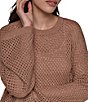 Donna Karan Open Weave Crew Long Sleeve Oversized Pullover Sweater Top - Image 4