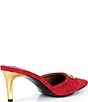 Donna Karan Pearl Ornamented Suede Metallic Kitten Heel Mules - Image 6