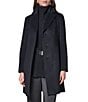 Donna Karan Petite Size Cashmere Blend Notch Collar Single Breasted Reefer Coat - Image 1