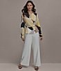 Donna Karan Pleated Wide Leg Pants, Color:Cream - Image 4