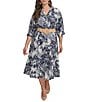 Donna Karan Plus Size Abstract Print Button Front Shirt Dress, Color:Ink Multi - Image 1