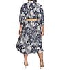 Donna Karan Plus Size Abstract Print Button Front Shirt Dress, Color:Ink Multi - Image 2