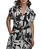 Donna Karan Plus Size Belted Midi Dress, Color:Black/Pristine - Image 4