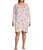 Color:Heather Rose - Image 1 - Plus Size Brushed Marl Jersey Long Sleeve V-Neck Lounge Dress