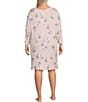 Color:Heather Rose - Image 2 - Plus Size Brushed Marl Jersey Long Sleeve V-Neck Lounge Dress