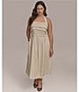 Donna Karan Plus Size Halter Neck A-Line Midi Dress, Color:Natural - Image 7