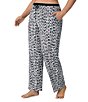 Color:Black Print - Image 3 - Plus Size Knit Textured Ikat Print Pocketed Elastic Tie Waist Coordinating Full-Length Lounge Pant