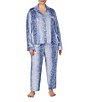 Color:Aqua Dot - Image 1 - Plus Size Long Sleeve Notch Collar Neck Velour Dotted Pajama Set