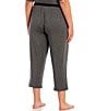 Color:Heather Charcoal - Image 2 - Plus Size Solid Basic Jersey Knit Drawstring Coordinating Cropped Sleep Pants