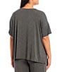 Color:Heather Charcoal - Image 2 - Plus Size Solid Drop Shoulder Short Sleeve Crew Neck Knit Coordinating Sleep Top