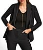 Color:Black - Image 5 - Ponte Double Breasted Flap Pocket Notch Lapel Blazer