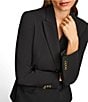 Color:Black - Image 6 - Ponte Double Breasted Flap Pocket Notch Lapel Blazer