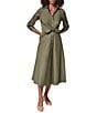 Donna Karan Poplin 3/4 Sleeve Tie Front Shirt Dress - Image 1