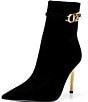 Donna Karan Poppy Suede Ornament Metallic Stiletto Heel Booties - Image 4