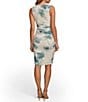 Color:Frost Blue Combo - Image 2 - Printed Stretch Cowl Neck Sleeveless Ruched Dress