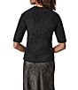 Donna Karan Rib Knit Mock Neck Short Sleeve Sweater Top - Image 2