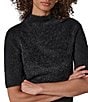 Donna Karan Rib Knit Mock Neck Short Sleeve Sweater Top - Image 4