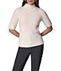 Donna Karan Rib Knit Mock Neck Short Sleeve Sweater Top - Image 5