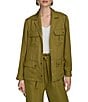 Donna Karan Ripple Twill Belted Utility Jacket, Color:Smoky Olive - Image 2