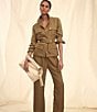 Donna Karan Ripple Twill Belted Utility Jacket, Color:Smoky Olive - Image 5
