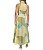 Donna Karan Sateen Button Front Collar Sleeveless Geometric Print Dress, Color:Kiwi Multi - Image 2