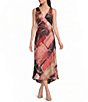 Donna Karan Satin Burnout V-Neck Sleeveless Midi Dress - Image 1