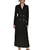 Donna Karan Scuba Crepe Twill And Satin Long Sleeve Notched Collar Button Front Dress, Color:Black/Black - Image 4