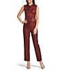 Donna Karan Sequin Mesh Knit Cowl Neck Sleeveless Blouse - Image 3
