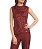 Donna Karan Sequin Mesh Knit Cowl Neck Sleeveless Blouse - Image 1