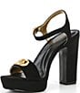 Donna Karan Shepard Suede Logo Hardware Ankle Strap Platform Sandals - Image 6