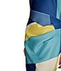 Donna Karan Short Sleeve Boat Neck Abstract Print Color Block Scuba Midi Sheath Dress, Color:Cosmo Multi - Image 6