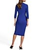 Color:Blueberry - Image 2 - Short Sleeve V-Neck Ruched Detail Knee Length Sheath Dress
