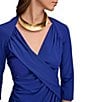 Color:Blueberry - Image 5 - Short Sleeve V-Neck Ruched Detail Knee Length Sheath Dress