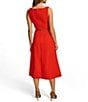 Color:Sunset - Image 2 - Sleeveless Asymmetrical Neck Belted A-Line Midi Dress