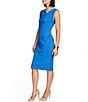 Color:Electric Blue - Image 3 - Sleeveless Asymmetrical Neck Crepe Dress