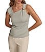 Color:Frost Blue - Image 1 - Sleeveless Asymmetrical Ruched Top
