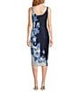 Donna Karan Sleeveless Boat Neck Floral Scuba Midi Sheath Dress, Color:Nightfall - Image 2
