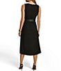 Color:Black - Image 2 - Sleeveless Crew Neck Belted Crepe Fit And Flare Midi Dress