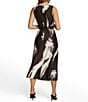 Color:Black/Cream - Image 2 - Sleeveless Crew Neck Printed Midi Scuba A-line Dress