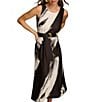 Color:Black/Cream - Image 4 - Sleeveless Crew Neck Printed Midi Scuba A-line Dress