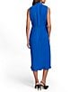 Color:Electric Blue - Image 2 - Sleeveless Mock Neck Tie Waist Pleated Midi Dress