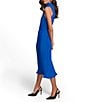 Color:Electric Blue - Image 3 - Sleeveless Mock Neck Tie Waist Pleated Midi Dress