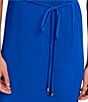 Color:Electric Blue - Image 5 - Sleeveless Mock Neck Tie Waist Pleated Midi Dress