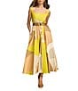 Donna Karan Sleeveless Square Neck A-Line Belted Geometric Print Midi Dress, Color:Fawn Multi - Image 1