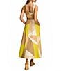Donna Karan Sleeveless Square Neck A-Line Belted Geometric Print Midi Dress, Color:Fawn Multi - Image 2