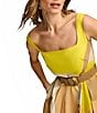 Donna Karan Sleeveless Square Neck A-Line Belted Geometric Print Midi Dress, Color:Fawn Multi - Image 4